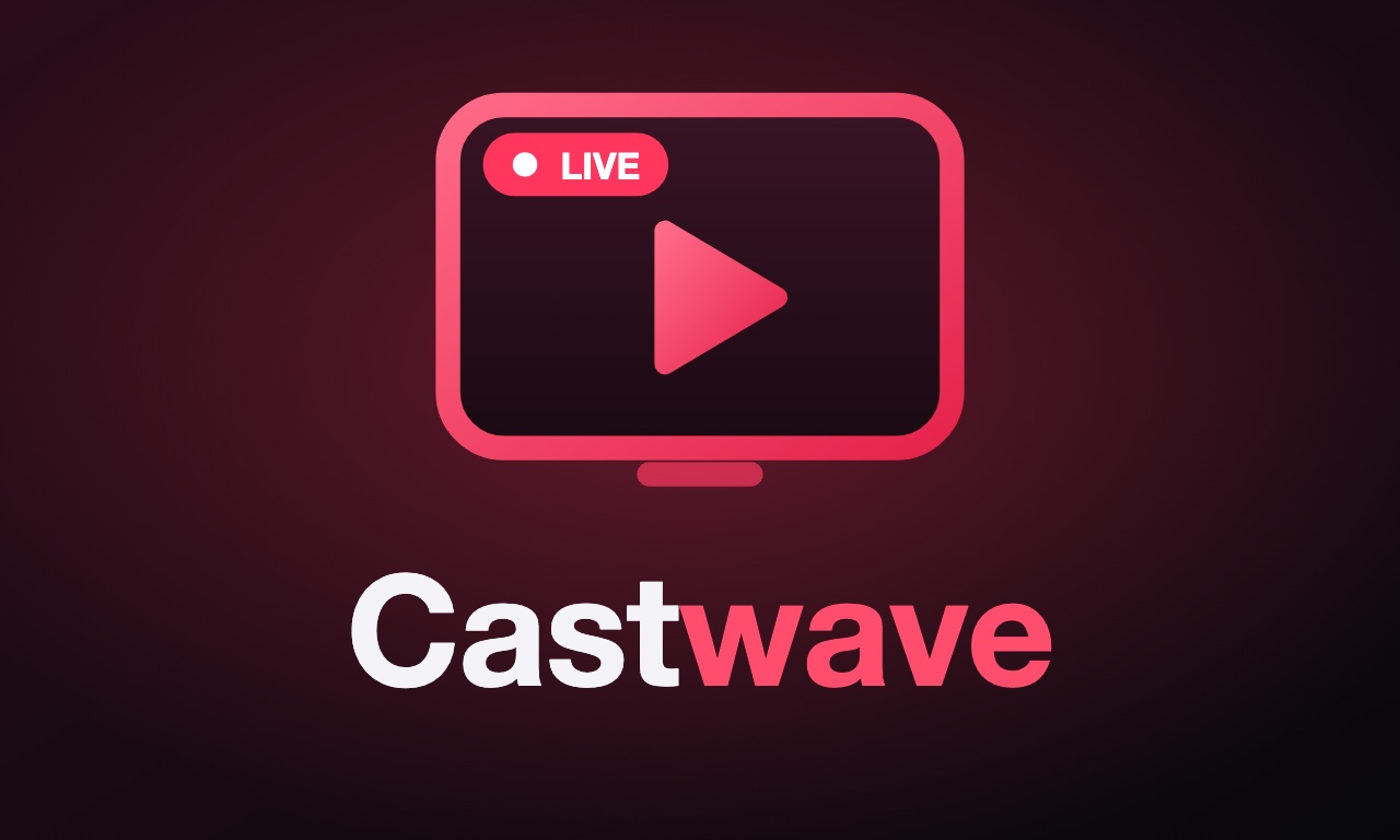 The Castwave app icon: a TV with a LIVE badge and a play button above the name Castwave.